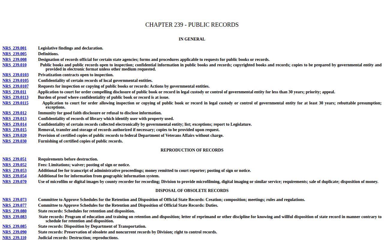 White Pine County booking record access under Nevada public records law